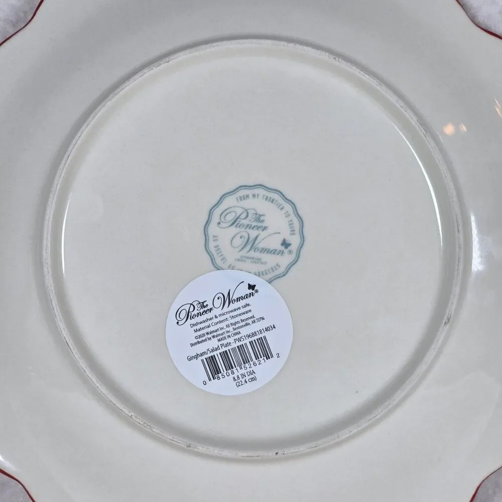 The Pioneer Woman Red Gingham Cow Scalloped Salad Plate Single Plate